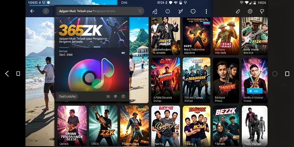 Tampilan gameplay seru di 365ZK dengan berbagai fitur musik.
