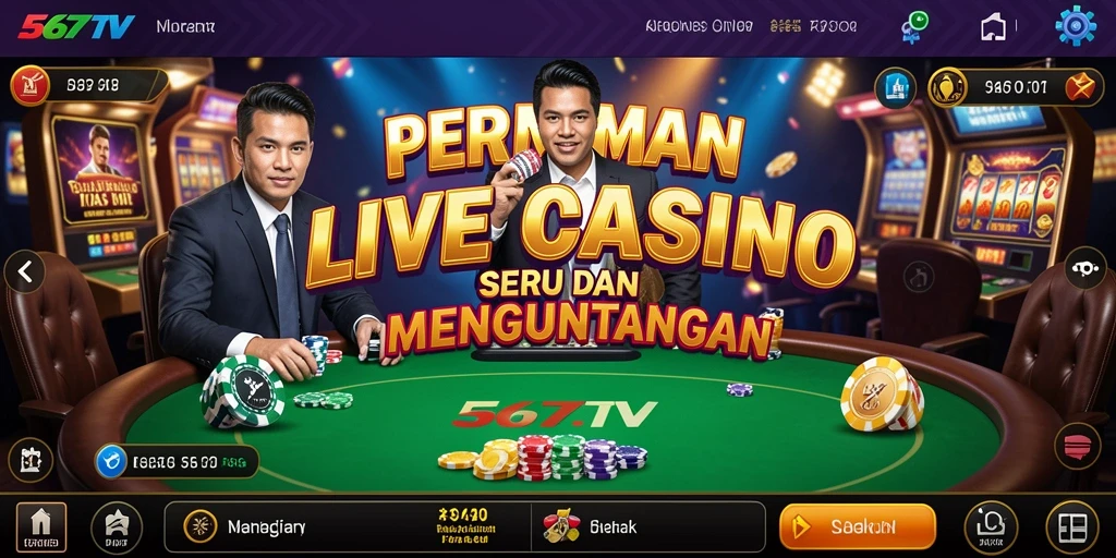 Screenshot gameplay 567TV yang menunjukkan dealer langsung di kasino.