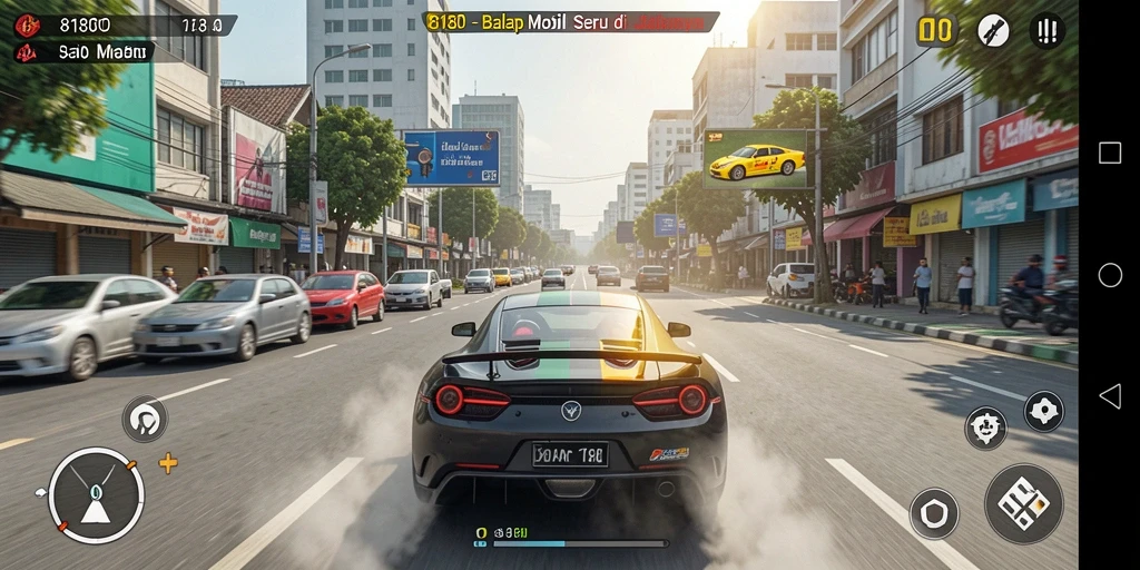 Tampilan menarik dari gameplay balapan di 8180.