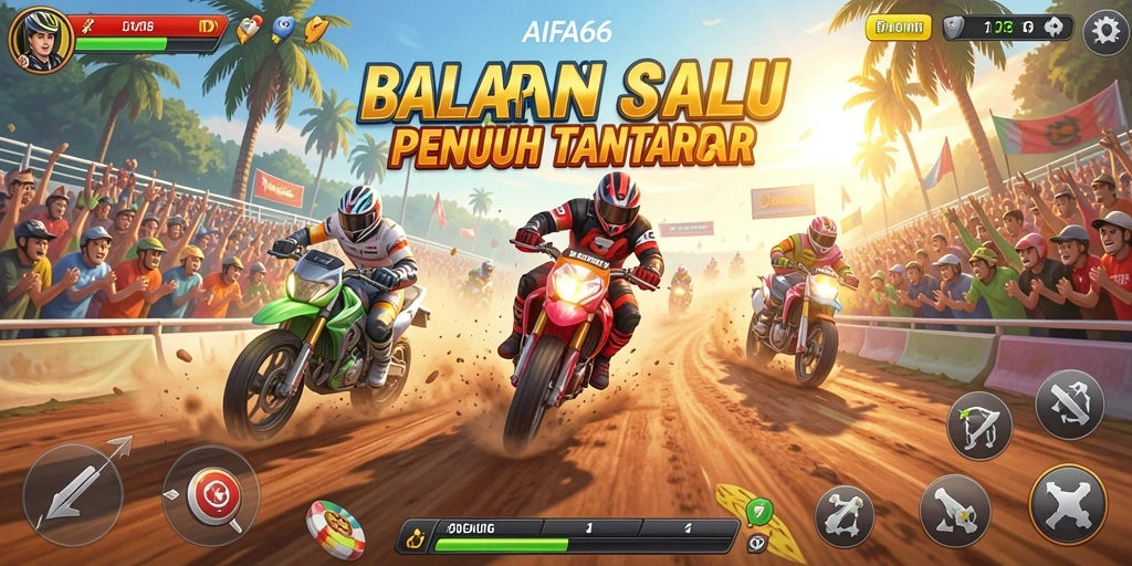 Tampilan aksi mendebarkan di AIFA66 saat mobil bertarung di jalur balap.