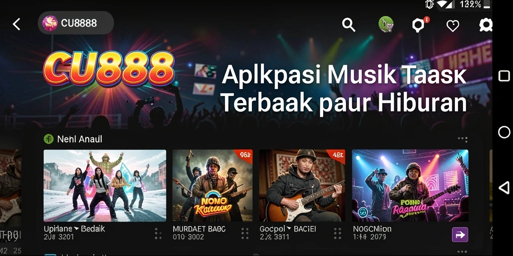Screenshot utama CU888 menampilkan gameplay seru dengan musik.