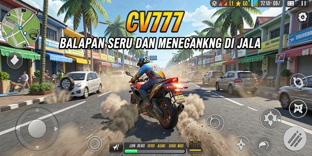 Gameplay Racing seru dalam CV777, dengan mobil balap yang menakjubkan.