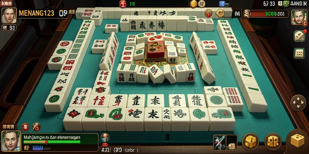 Tampilan utama gameplay Mahjong MENANG123 yang menarik.