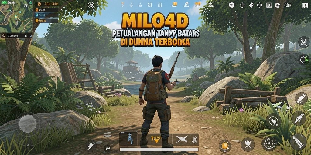 Screenshot dari gameplay <strong>MILO4D</strong> yang menampilkan dunia terbuka spektakuler.