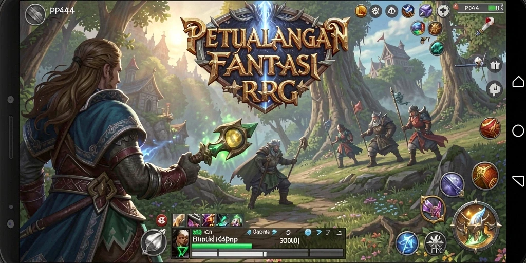 Tampilan gameplay PP444 yang penuh aksi dan petualangan RPG.