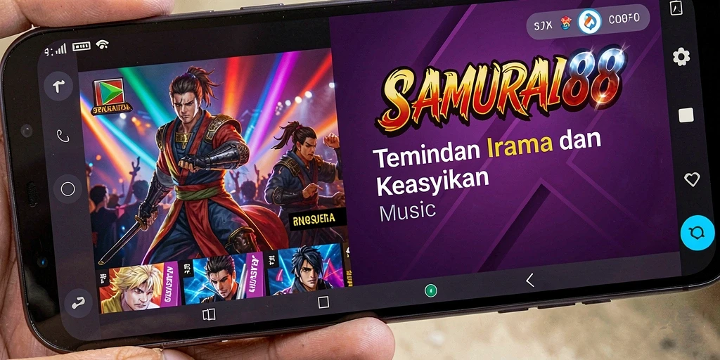 Screenshot utama menampilkan gameplay seru <strong>SAMURAI88</strong> dengan berbagai pilihan lagu.
