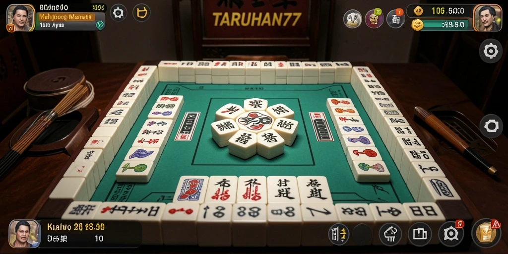 Tampilan gameplay seru TARUHAN77 dengan grafis Mahjong menawan.