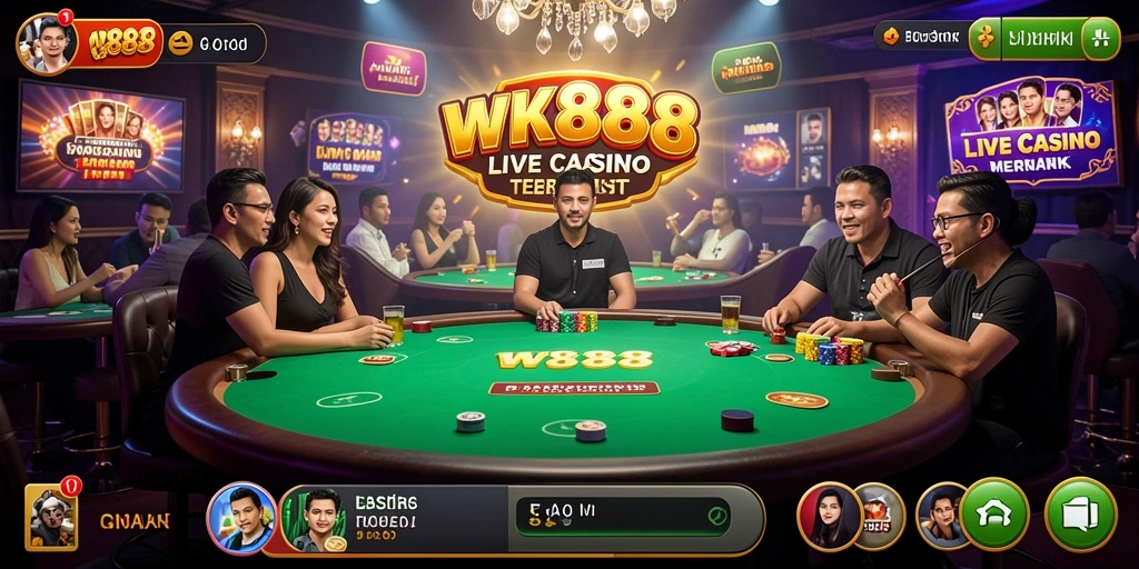 Tampilan gameplay WK888 yang menegangkan dan interaktif di Live Casino.
